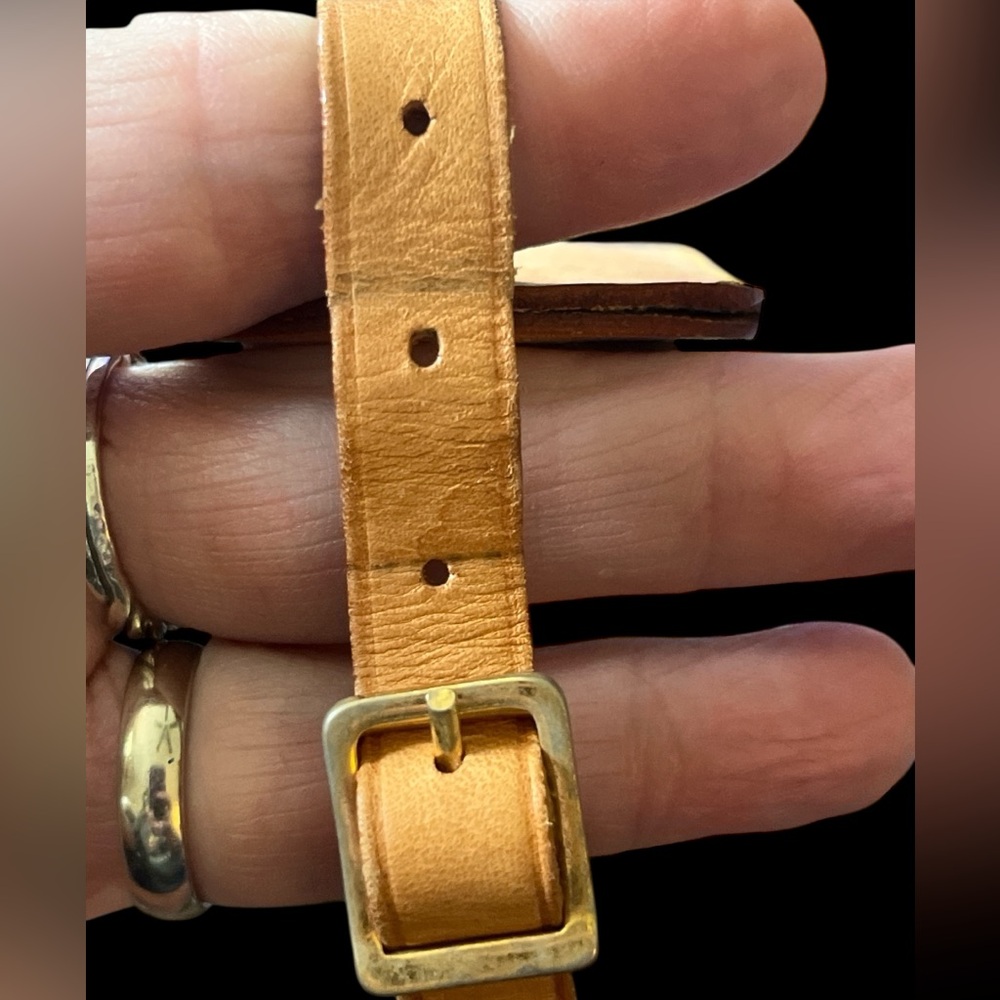 Authentic Louis Vuitton Tan Leather Luggage Travel Tag and Strap - Picture 10 of 12